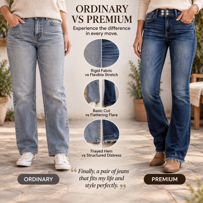 👖 Women's Double-Button High-Waisted Bootcut Jeans ✨ – 50% OFF | 30-Day Money-Back Guarantee