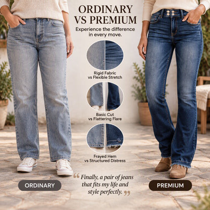 👖 Women's Double-Button High-Waisted Bootcut Jeans ✨ – 50% OFF | 30-Day Money-Back Guarantee