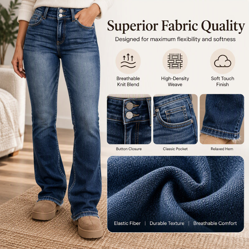 👖 Women's Double-Button High-Waisted Bootcut Jeans ✨ – 50% OFF | 30-Day Money-Back Guarantee