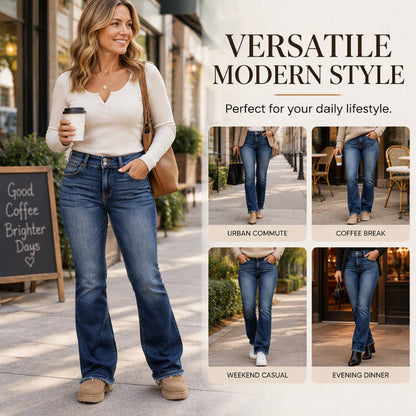 👖 Women's Double-Button High-Waisted Bootcut Jeans ✨ – 50% OFF | 30-Day Money-Back Guarantee