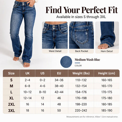 👖 Women's Double-Button High-Waisted Bootcut Jeans ✨ – 50% OFF | 30-Day Money-Back Guarantee
