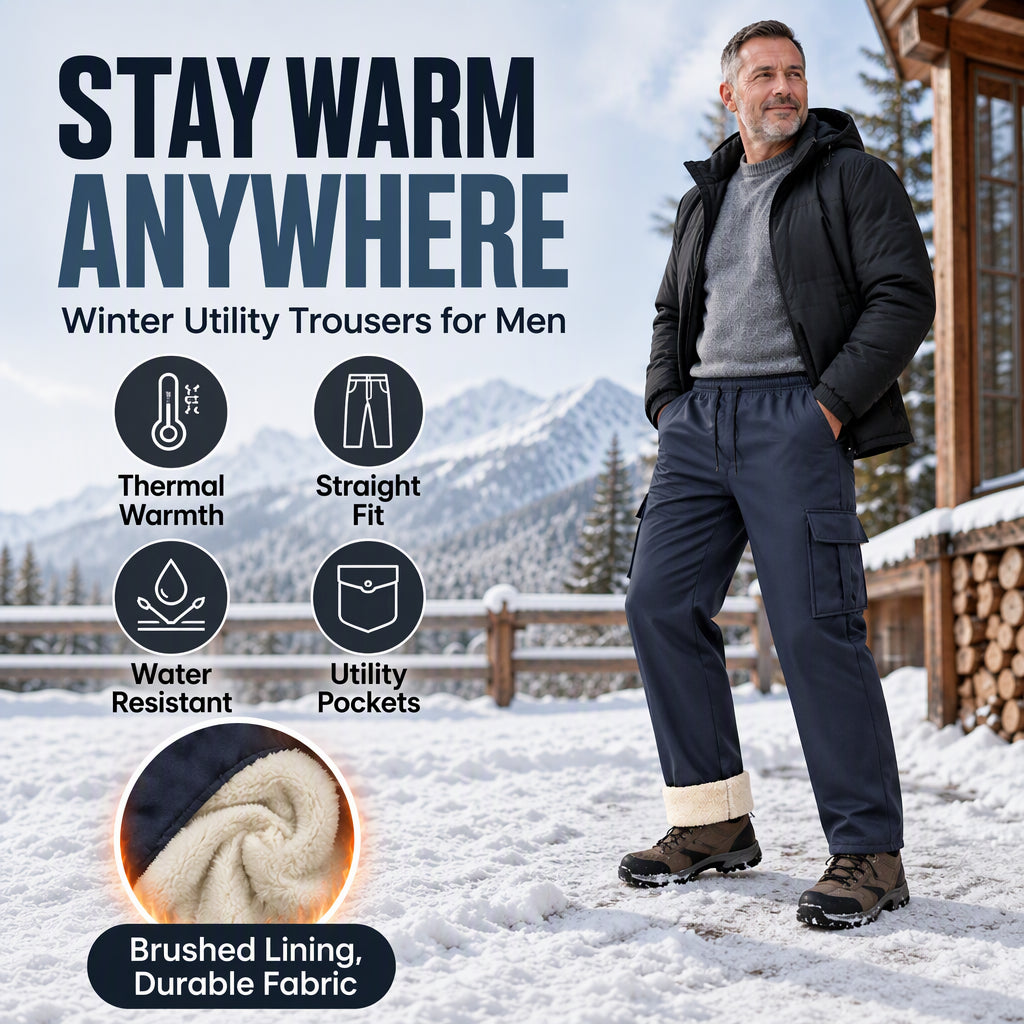 Men's Warm Plush-Lined Cargo Pants