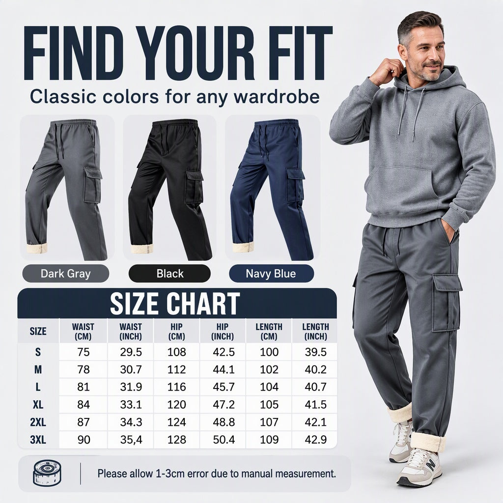 Men's Warm Plush-Lined Cargo Pants
