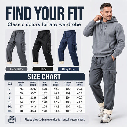 Men's Warm Plush-Lined Cargo Pants