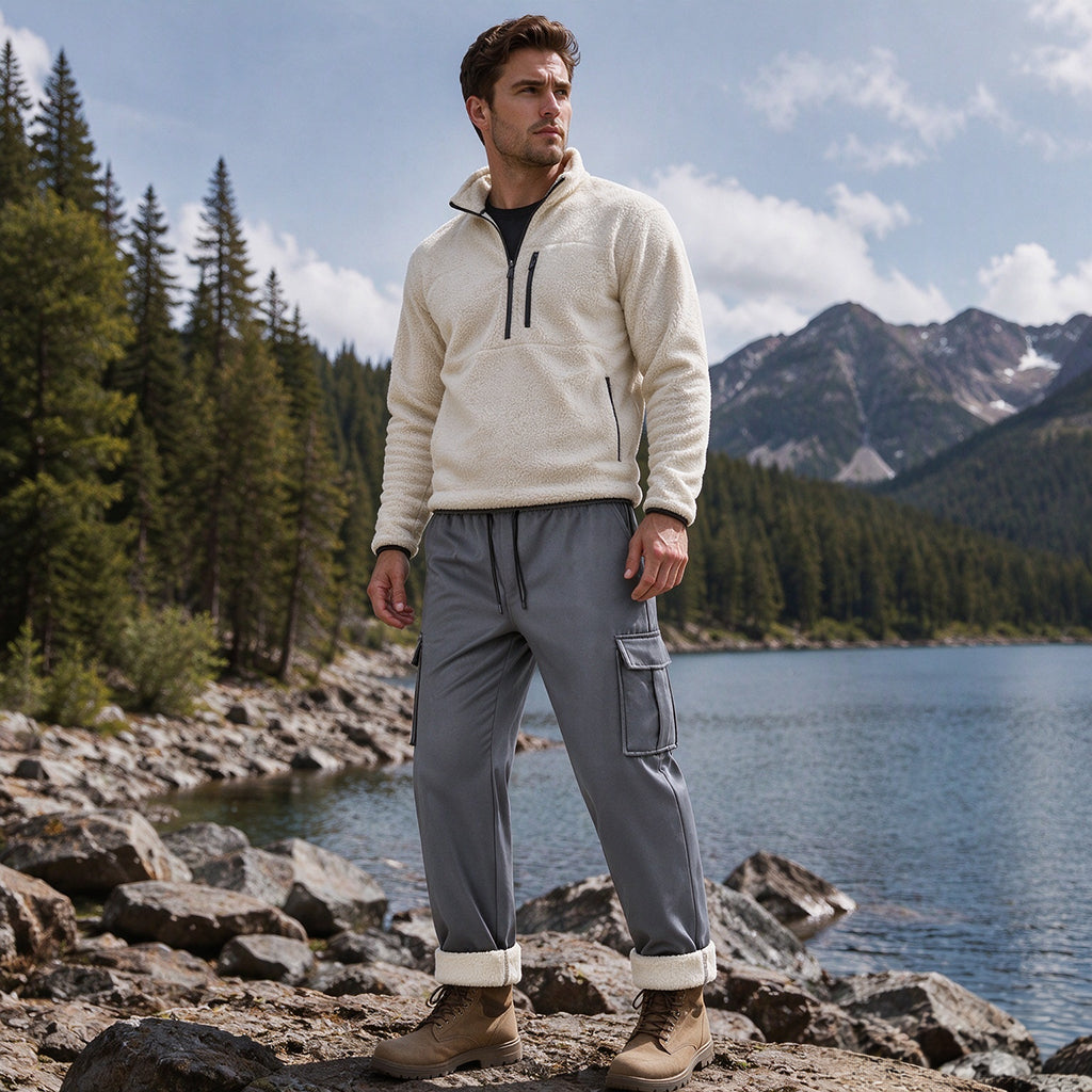 Men's Warm Plush-Lined Cargo Pants