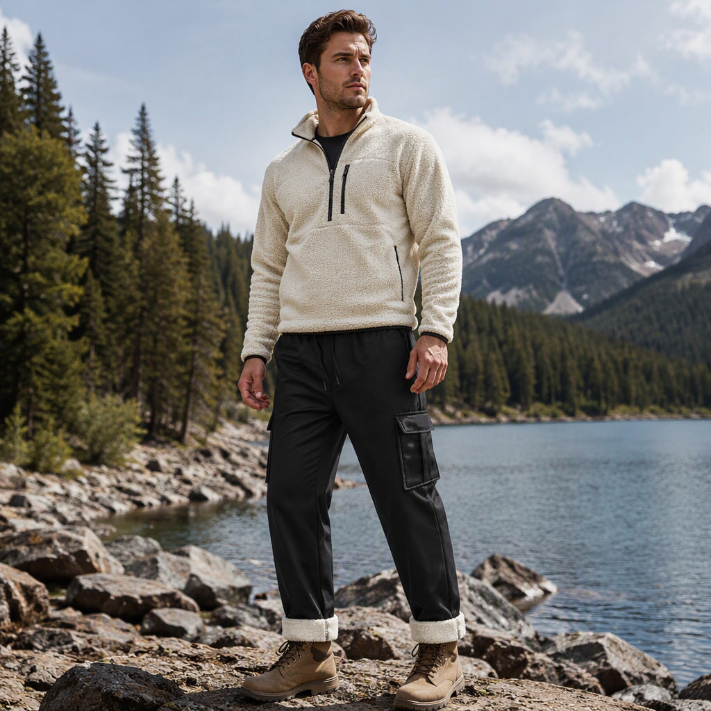 Men's Warm Plush-Lined Cargo Pants