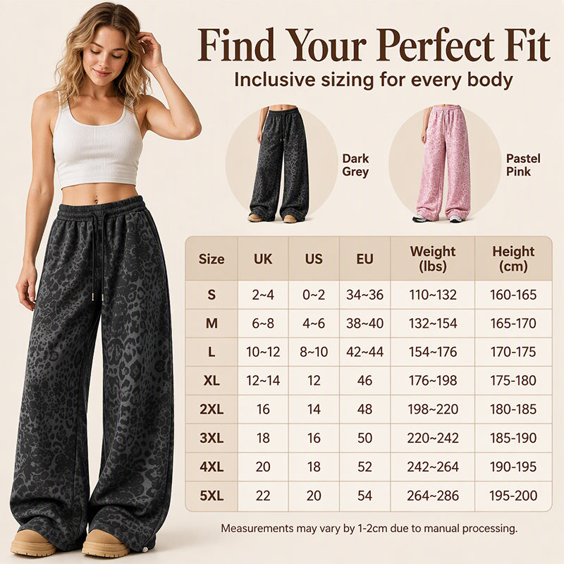 Women's Casual Leopard Print Wide Leg Sweatpants