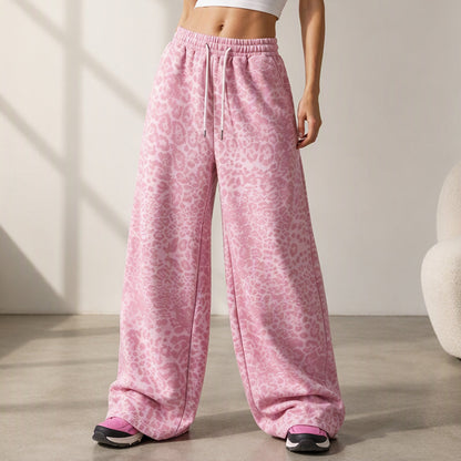 Women's Casual Leopard Print Wide Leg Sweatpants