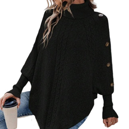 ✨Women's Elegant High-Neck Asymmetrical Hem Cape Sweater