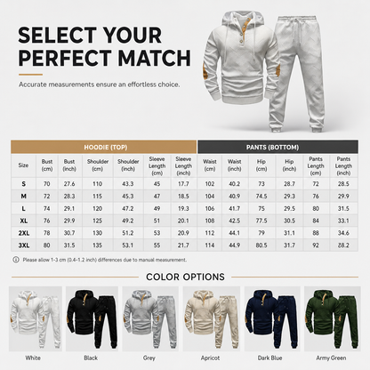 Men's 2 Piece Jacquard Hoodie Set Autumn Winter Casual Hooded Sweatshirt and Sweatpants Tracksuit