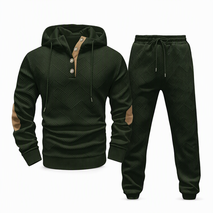 Men's 2 Piece Jacquard Hoodie Set Autumn Winter Casual Hooded Sweatshirt and Sweatpants Tracksuit