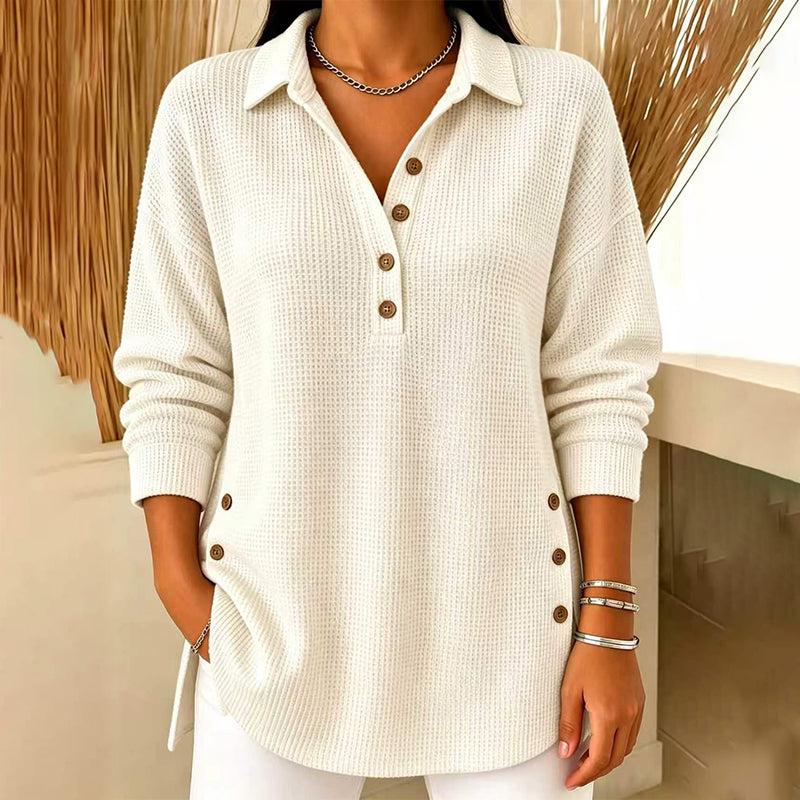 💖Black Friday Mega Deal – 50% off!💖 Women's Waffle Knit Long Sleeve Top ☁️