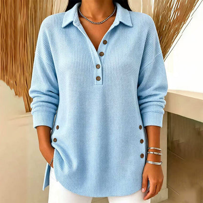 💖Black Friday Mega Deal – 50% off!💖 Women's Waffle Knit Long Sleeve Top ☁️