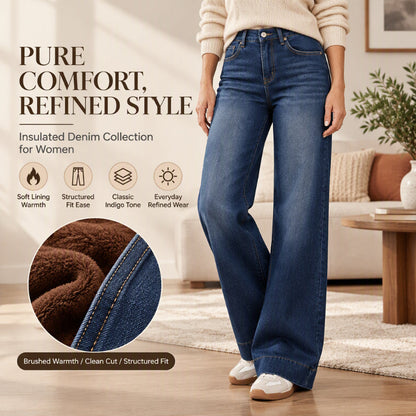 💖Black Friday Mega Deal – 50% off!💖 👖 Women's High Waist Thermal Wide-Leg Jeans☁️