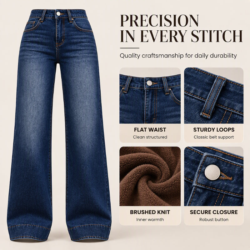💖Black Friday Mega Deal – 50% off!💖 👖 Women's High Waist Thermal Wide-Leg Jeans☁️