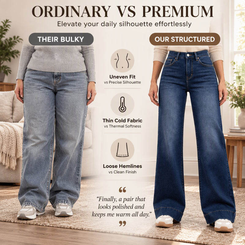 💖Black Friday Mega Deal – 50% off!💖 👖 Women's High Waist Thermal Wide-Leg Jeans☁️