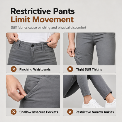 Women's Casual Utility Cropped Pants with Raw Frayed Hem and Deep Patch Pockets