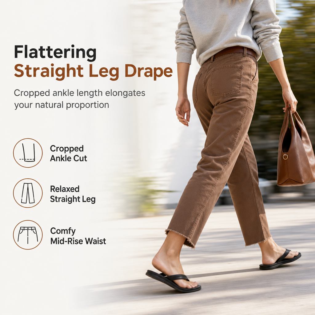 Women's Casual Utility Cropped Pants with Raw Frayed Hem and Deep Patch Pockets