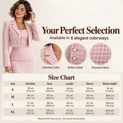 🎀 Elegant Cropped Jacket & Slim Dress Set – Feminine Fit & Versatile Styling
