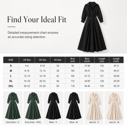 🖤Black Friday Sale:50% OFF🖤 😎 Elegant Women Cotton Linen Solid Color Shirt Dress with Turn Down Collar Elastic Waist