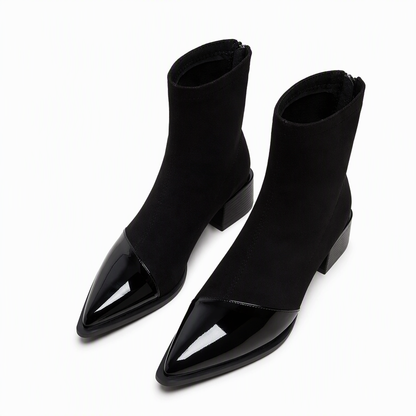 Women's French Style Pointed Toe Ankle Boots Slim Fit Elegant Short Boots for Spring and Autumn