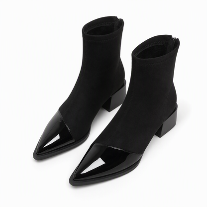 Women's French Style Pointed Toe Ankle Boots Slim Fit Elegant Short Boots for Spring and Autumn