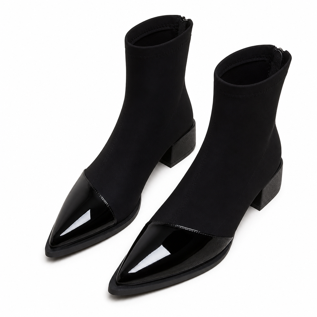 Women's French Style Pointed Toe Ankle Boots Slim Fit Elegant Short Boots for Spring and Autumn