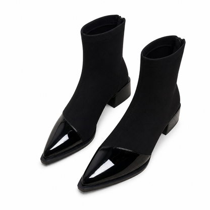 Women's French Style Pointed Toe Ankle Boots Slim Fit Elegant Short Boots for Spring and Autumn