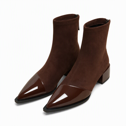 Women's French Style Pointed Toe Ankle Boots Slim Fit Elegant Short Boots for Spring and Autumn