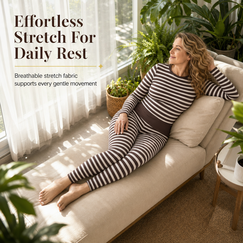 Women's Striped Color Block Crew Neck Long Sleeve Top and Pants Slim Fit Casual Loungewear Workout Set