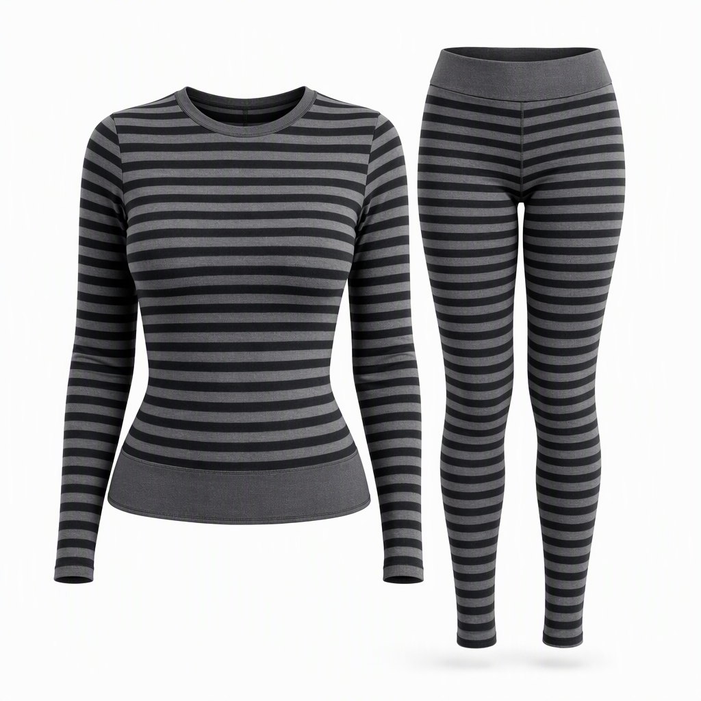 Women's Striped Color Block Crew Neck Long Sleeve Top and Pants Slim Fit Casual Loungewear Workout Set