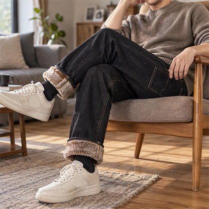 Men's Thick Plush-Lined Stretch Jeans