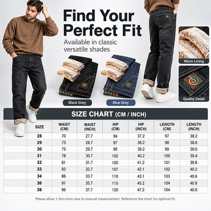 Men's Thick Plush-Lined Stretch Jeans