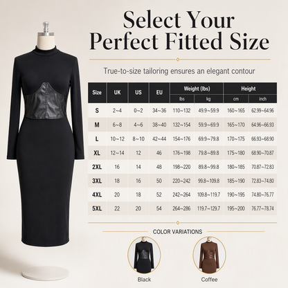 Women's Crew Neck Long Sleeve Patchwork Slim Fit Bodycon Pullover Dress