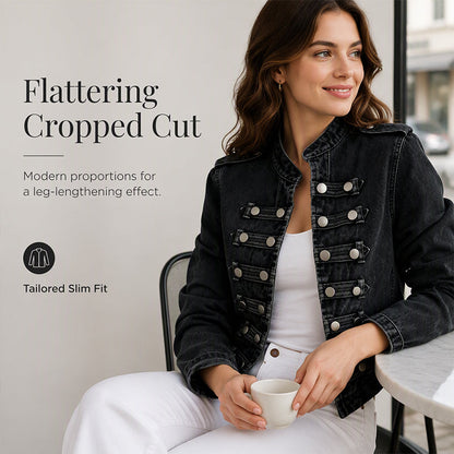 Women's Vintage Symmetrical Button Denim Jacket