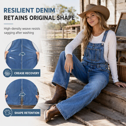 👖 Women's Stretchy Denim Overalls ✨ – Wide Leg Jumpsuit with Adjustable Straps | Free Shipping 🚚