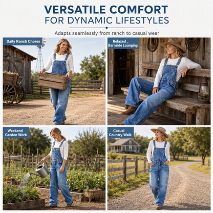 👖 Women's Stretchy Denim Overalls ✨ – Wide Leg Jumpsuit with Adjustable Straps | Free Shipping 🚚
