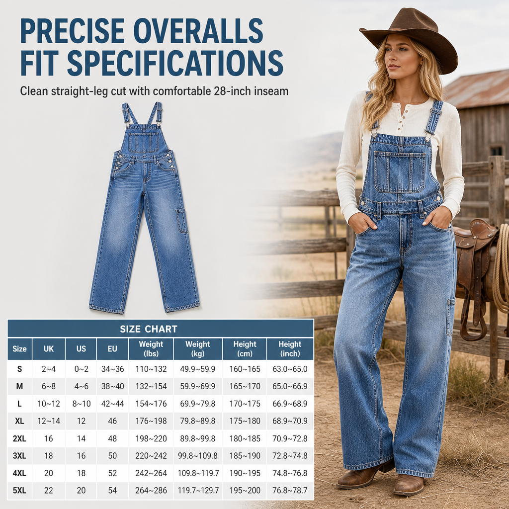 👖 Women's Stretchy Denim Overalls ✨ – Wide Leg Jumpsuit with Adjustable Straps | Free Shipping 🚚