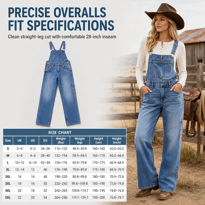 👖 Women's Stretchy Denim Overalls ✨ – Wide Leg Jumpsuit with Adjustable Straps | Free Shipping 🚚