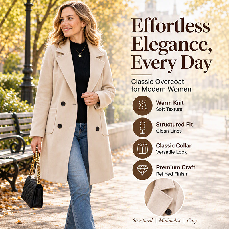 Women's Double-Breasted Woolen Coat