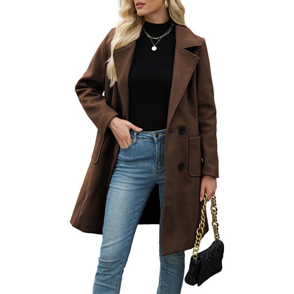 Women's Double-Breasted Woolen Coat
