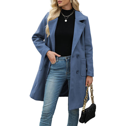 Women's Double-Breasted Woolen Coat