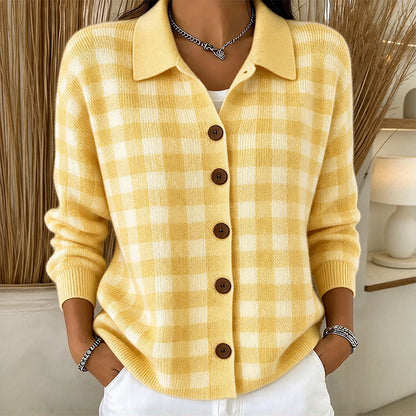 Women's Plaid Button-Down Knit Sweater