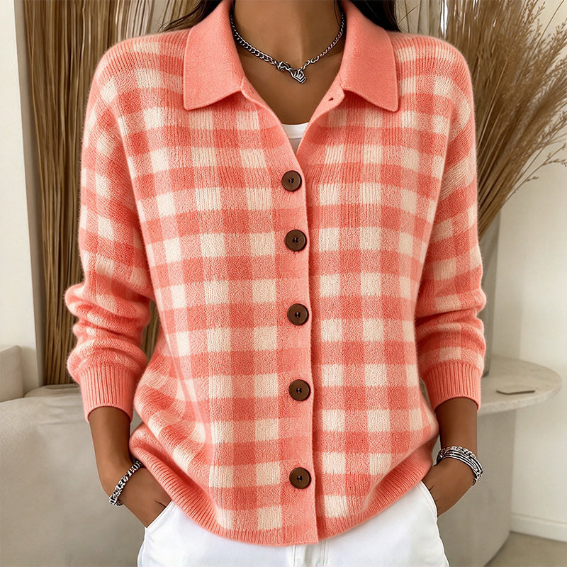 Women's Plaid Button-Down Knit Sweater