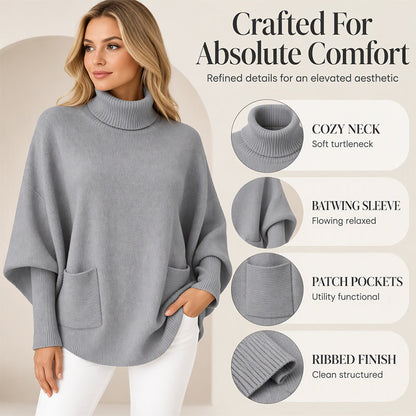 ❄️🧶 Women's Turtleneck Batwing Sleeve Sweater | Cozy Warmth, Flattering Drape – Chic & Comfy for Cold Days ✨