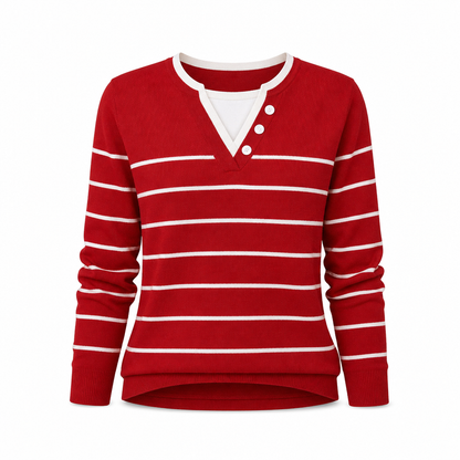 💖Black Friday Mega Deal – 50% off!💖 Casual Mock Two Piece V Neck Knit Sweater with Button Details