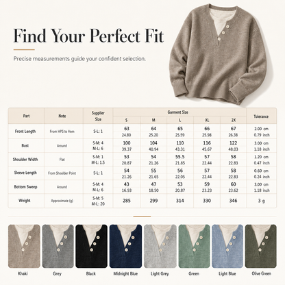 💖Black Friday Mega Deal – 50% off!💖 Casual Mock Two Piece V Neck Knit Sweater with Button Details