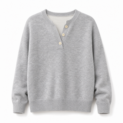 💖Black Friday Mega Deal – 50% off!💖 Casual Mock Two Piece V Neck Knit Sweater with Button Details