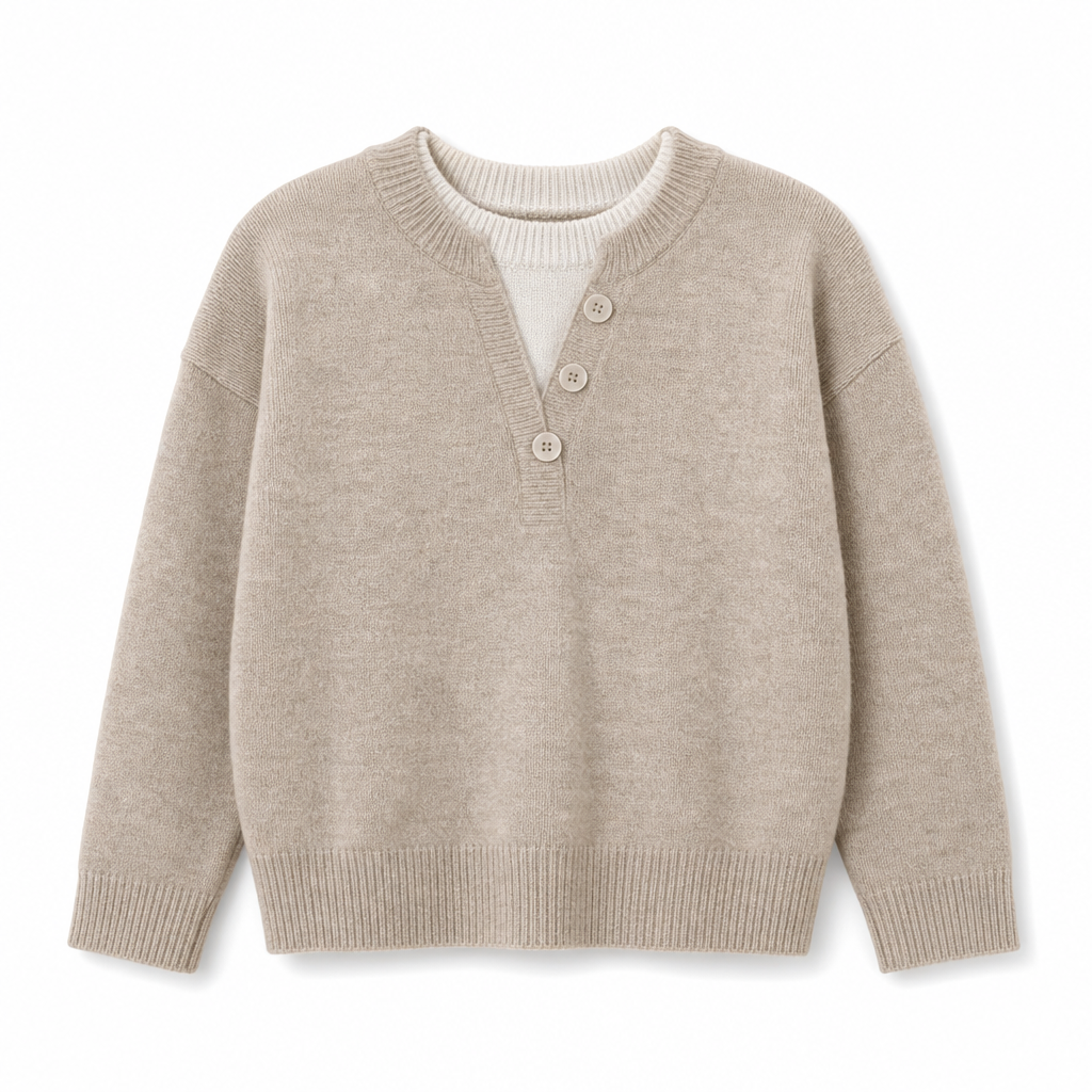 💖Black Friday Mega Deal – 50% off!💖 Casual Mock Two Piece V Neck Knit Sweater with Button Details