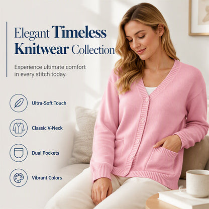 🧶 Warm Duty Cardigan ✨ – 50% OFF | V-Neck Soft Knit with Pockets | 30-Day Money-Back Guarantee